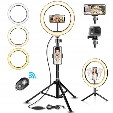 LAMPA PIERŚCIENIOWA LED 10.2 '' Ze STATYWEM do selfie
