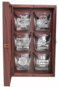 БОКАЛА ДЛЯ ВИСКИ 6 ШТ. В КОРОБКЕ ПОДАРОК ​​НА ДЕНЬ РОЖДЕНИЯ ИМЯ ГРАВИРОВКА ИМЯ