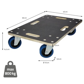 мебельная тележка с 4 поворотными роликами, 40 х 60 см,