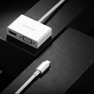 Adapter USB-C do HDMI + VGA UGREEN MM123 (biały)