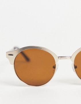 New Look Okrągłe metalowe okulary przeciwsłoneczne