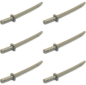 (6 sztuk) LEGO Katana Miecz Samurajski szabla broń Ninjago srebrny 21459