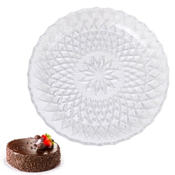 Talerz szklany DUŻY 28 cm patera talerz do tortu ciasta Michele