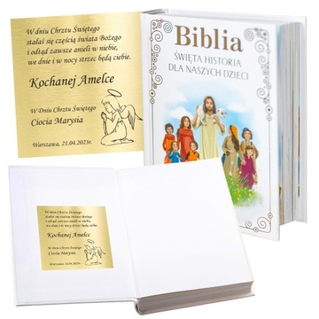 PAMIĄTKA CHRZTU ŚWIĘTEGO BIBLIA DLA DZIECKA PREZENT NA CHRZEST UPOMINEK