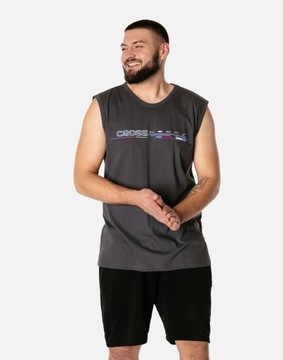 Duża Koszulka Męska Bez Rękawów Bokserka Podkoszulek Tank Top 3017-4 r 5XL