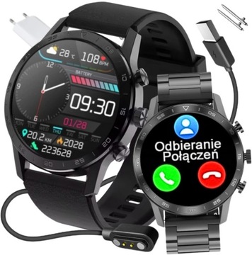 SMARTWATCH ZEGAREK MĘSKI MENU PL ROZMOWY SMART WATCH SPORT PULS + 2 PASKI