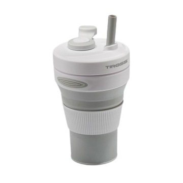 SILIKONOWY KUBEK SKŁADANY ZE SŁOMKĄ TIROSS 450ML