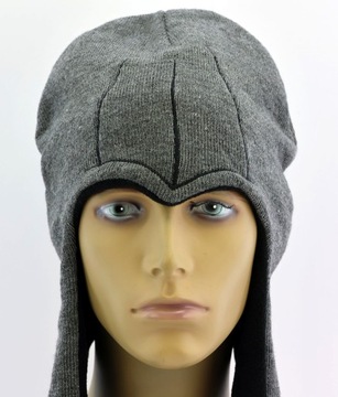 Czapka zimowa męska uszatka Assassins Creed 53-59 cm ocieplenie szara Haft