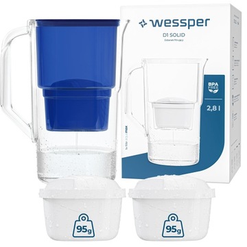 Dzbanek do filtrowania wody Wessper D1 SOLID 2,8l + Filtr aquamax 3x