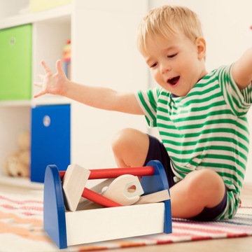 ДЕРЕВЯННАЯ КОРОБКА с инструментами МАЛЕНЬКАЯ МАСТЕРСКАЯ ДЛЯ МАЛЬЧИКА своими руками