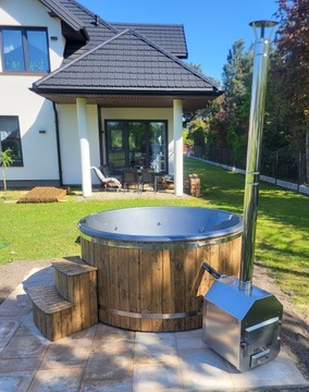 BALIA OGRODOWA DREWNIANA SPA WELLNESS Z HYDROMASAŻEM RUSKA BANIA DO KĄPIELI