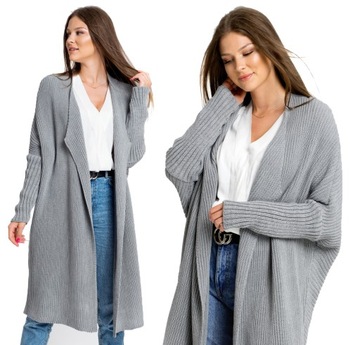 OLSEN Polski elegancki sweter KARDIGAN midi typu płaszcz