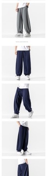 2022 Summer Men Wide Crotch Harem Pants Male Cropp