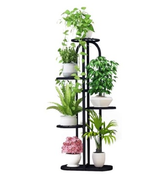 Металлическая подставка для цветов, устойчивая подставка для цветов, 7 горшков, черная