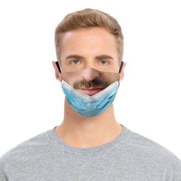 Zabawna maska na twarz z nadrukiem 3D, oddychająca, zmywalna ochrona ust, wielokrotnego użytku A