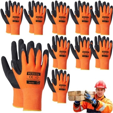 10x Rękawice Rękawiczki Robocze Mocne Grube Wytrzymałe Uniwersalne Sandy 9