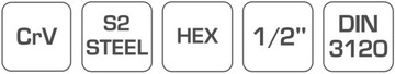 HOGERT HT1S532 Klucz trzpieniowy HEX 17 1/2' 100mm
