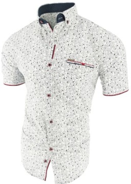 BIAŁA KOSZULA MĘSKA WE WZOREK SDN 669 XL