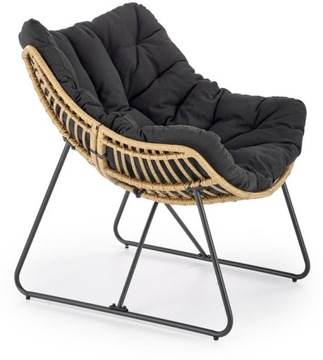 Fotel WHISPER rattan poducha czarny STYLOWY BOHO