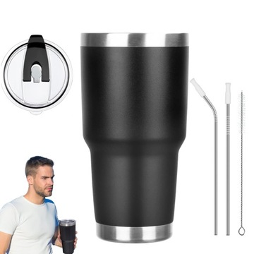 Kubek do kawy na wynos Czarny KUBEK TERMICZNY NA KAWĘ herbatę MAŁY TERMOS