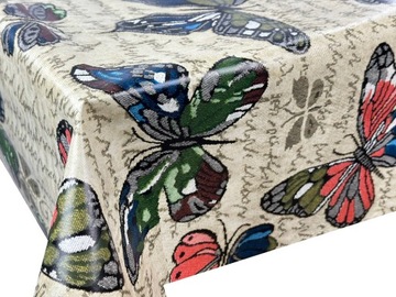Рулон клеенки бежевый Разноцветные бабочки Рулон 140 см х 20 м