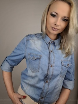 Джинсовая рубашка женская классическая JEANS, размеры S-XXL