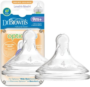 Dr Brown's Smoczek szeroka szyjka do butelki Options+ 2PAK 9m+