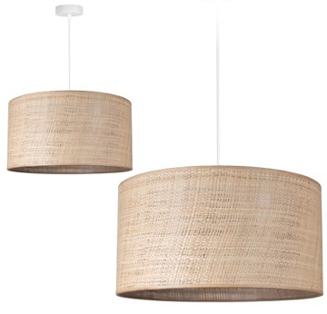 LAMPA WISZĄCA SUFITOWA ŻYRANDOL ABAŻUR NOWOCZESNA BOHO SŁOMKA RATTAN LED