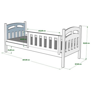 Кровать односпальная с защитным ограждением ZUZIA 180x80