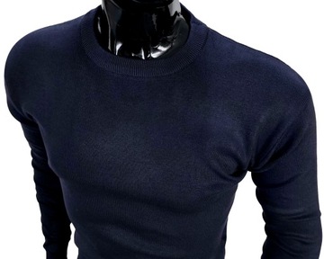 Granatowy męski sweter wełniany klasyczny K65 r. XL