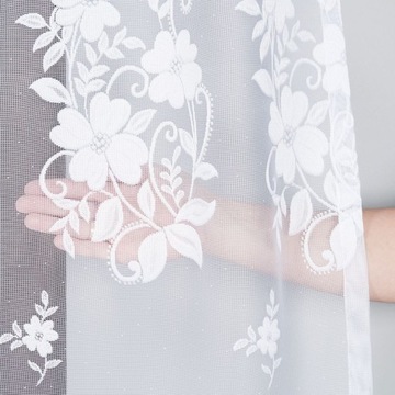 Firanka żakardowa na metry 023092 wys 250cm Biała - styl i elegancja