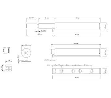 Магнитный бампер, нажмите, чтобы открыть, серый