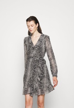 Moda Sukienki Szyfonowe sukienki Michael Kors Szyfonowa sukienka khaki-czarny Melan\u017cowy W stylu casual 