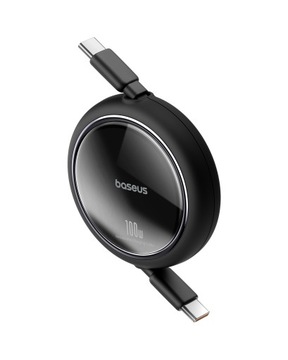 Baseus Free2Draw Mini USB-C — втягивающийся кабель USB-C 100 Вт, 1 м — черный