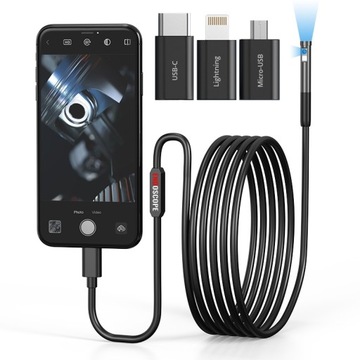 KAMERA INSPEKCYJNA DUO ENDOSKOP LED 1920*1080p FHD WIFI Android iOS IP67 3m