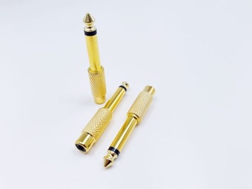 adapter jack mono 6,3 gniazdo rca chinch złoty