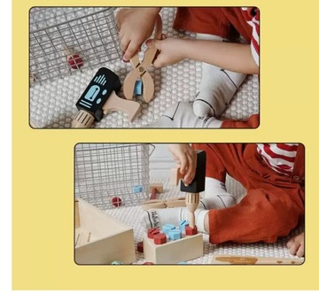 Duży Drewniany Zestaw Narzędzi Dla Dzieci Zestaw Majsterkowicza Skrzynka