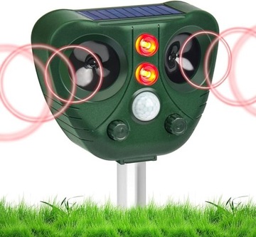 SOLARNY ULTRADŹWIĘKOWY ODSTRASZACZ ZWIERZĄT DIODA LED