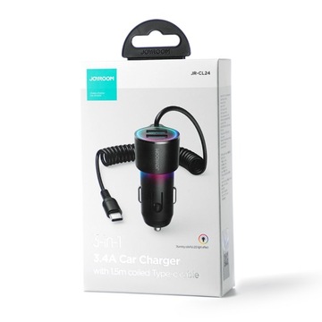 АВТОМОБИЛЬНОЕ ЗАРЯДНОЕ УСТРОЙСТВО JOYROOM 2XUSB С КАБЕЛЕМ USB-C