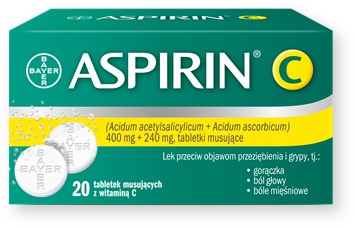 Aspirin C, 400 mg + 240 mg, tabletki mus., 20 szt.