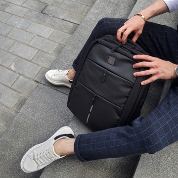 Функциональный рюкзак для ноутбука 15 6 Мужской водонепроницаемый черный USB-порт