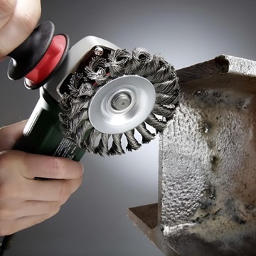 ПРОВОЛОЧНАЯ ДИСКОВАЯ ЩЕТКА ДЛЯ УГЛОВОЙ ШЛИФОВАЛЬНОЙ МАШИНЫ, BRIDNED GRINDER, 100 мм M14