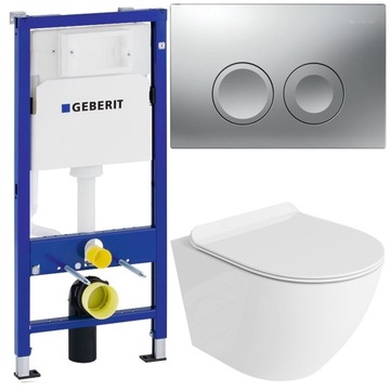GEBERIT ZESTAW PODTYNKOWY WC + LAVITA MISKA WISZĄCA RIMLESS PRZYCISK CHROM