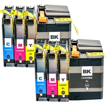 8x TUSZ DO DRUKARKI BROTHER DCP-J105 DCP-J100 MFC-J200 LC529 LC525 XL