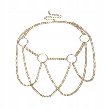 OZDOBA BIŻUTERIA NA CIAŁO PASEK ŁAŃCUCH SREBRNY