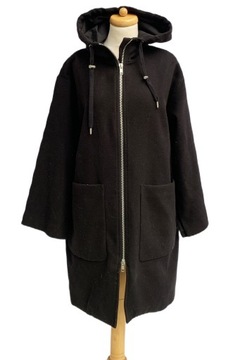 Płaszcz Czarny Monki Oversize S 36 Czerń Kaptur