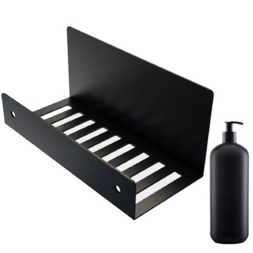 PÓŁKA STALOWA PRYSZNICOWA CZARNA ŁAZIENKOWA WISZĄCA 20 CM + GRATIS BUTELKA