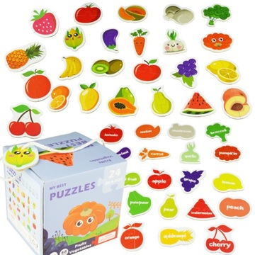 Układanka puzzle dla dzieci owoce warzywa banan