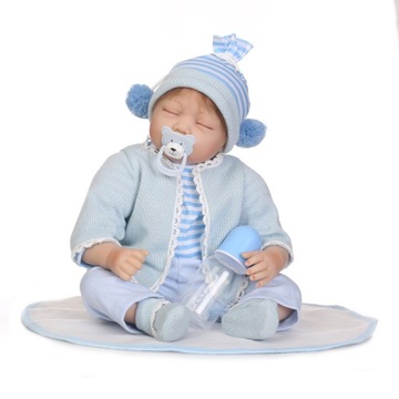 Zamknięte oczy krótkie włosy lalka niemowlę 55cm