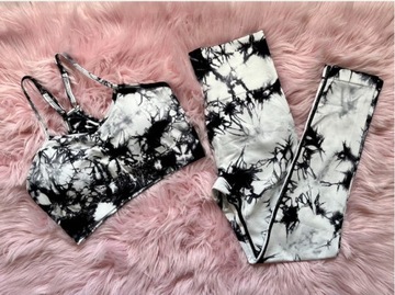 ЖЕНСКИЕ СПОРТИВНЫЕ ЛЕГИНГИ PUSH UP WHITE SET Бюстгальтер и леггинсы Top GYM S